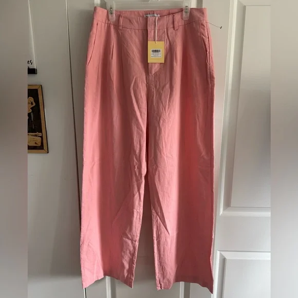 Charlie Holiday Pink Linen Wide-Leg Pants - Picture 2 of 6